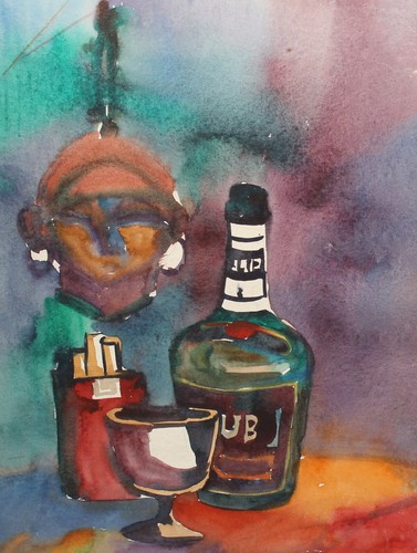 Expressionist watercolor painting still life composition - Picture 9 of 12