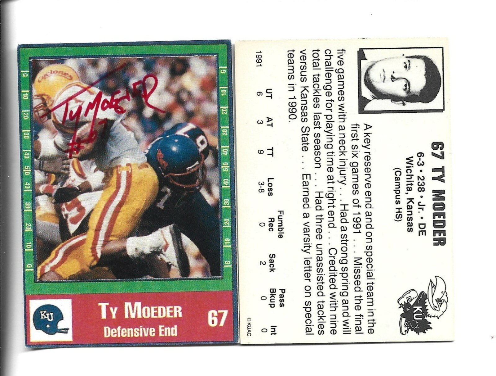 1992 KUAC Autographed Ty Moeder rookie card, Kansas Jayhawks eBay