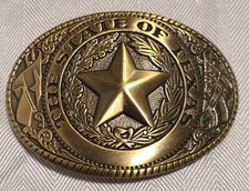The State Of Texas Lone Star Flags Seal Gold Tone Belt Buckle