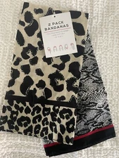 NWT Animal Print Bandanas Set of Two Nordstrom Capelli NY Snake Leopard Dot 21"