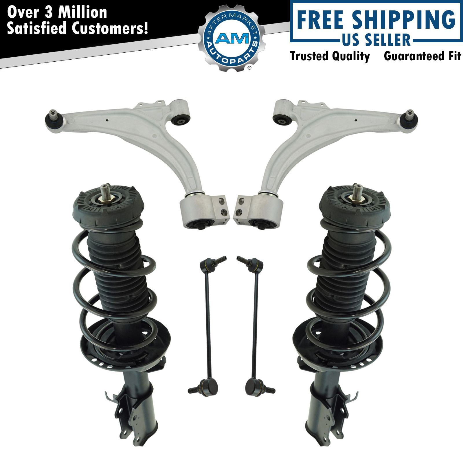 6 Piece Steering & Suspension Kit Control Arm Struts Assemblies & Sway