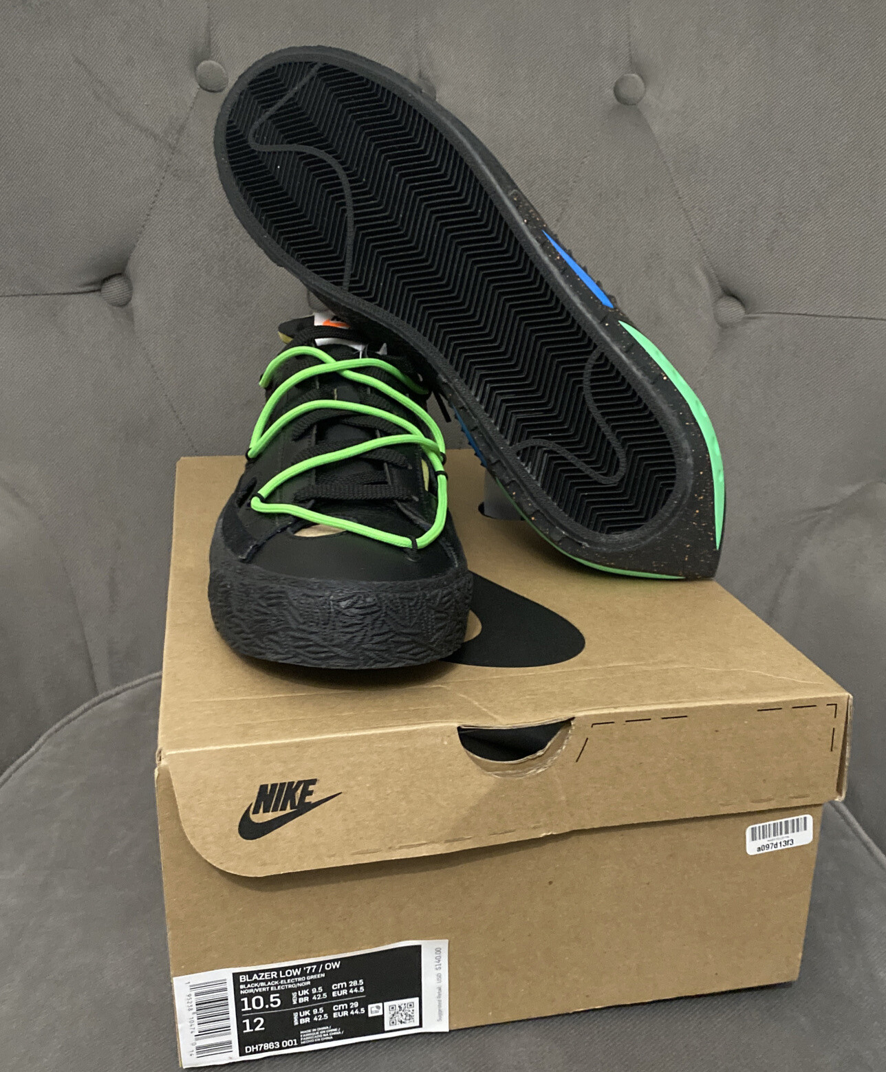 OFF WHITE X NIKE Nike Blazer Low x OFF WHITE taglia 10 5 scarpe nero verde DH7863 001 uomo