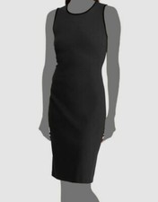 $135 Ralph Lauren Women's Black Velvet Trim Sleeveless Sheath Dress Size Small
