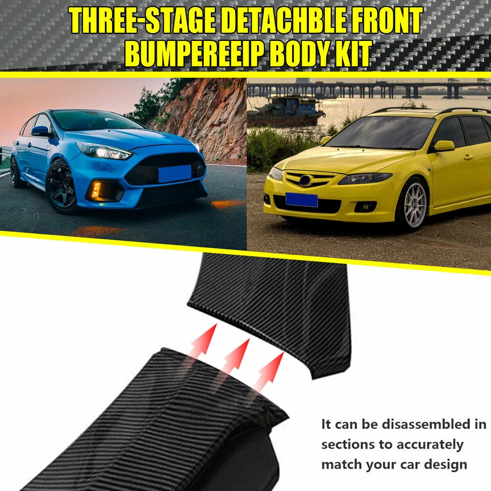 Kit de carrocería divisor alerón labial de parachoques delantero de fibra de carbono para Ford Focus 2012-2014 Foto 3 de 4