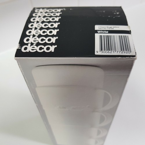 Vtg design Decor Alfresco Plastic Stackable Mugs (4) cups white modular rare NOS - Bild 11 von 12