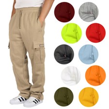 Men's Fleece Cargo Sweatpants Heavyweight Baggy Sweatpants S-6XL FL77