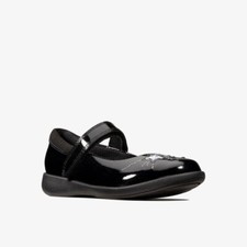 Image of Clarks Etch Spark Infant Black Patent Shoes (Size 7 H) 