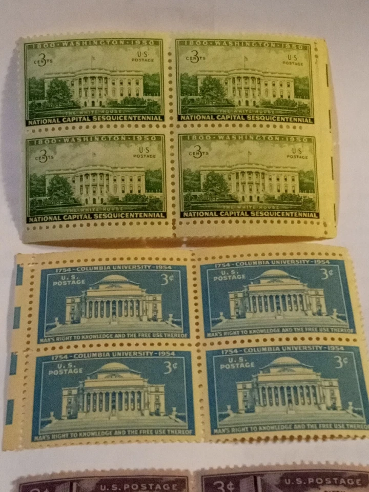 MINT NH OG THREE 3 CENT STAMP BLOCKS CV 5.20 - Image 2 of 4