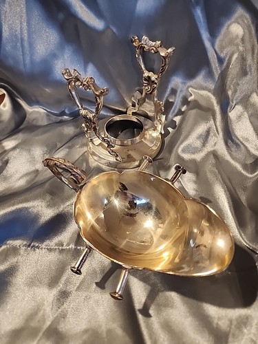 Candela sfregamento vintage in argento placcato gravy/salsa barca su supporto - Foto 9 di 14