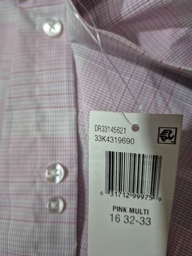 Calvin Klein Herren Slim-Fit Stretch Multi-Pink Knopfleiste Hemd L 16 32-33  - Bild 12 von 13