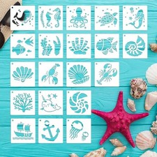Ocean Stencils for Painting, 20 Pcs 3 Inch for Cards Rocks Kids Crafts Ocean