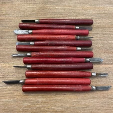 Set of 12 Vintage Wood Handled Wood Carving Chisels, Tools 6"