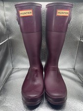 HUNTER Original Unisex Tall Rain Boots Purple Matte Black Size 5G/4B