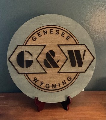 Genesee and Wyoming Railroad Laser  Engraved  14 Inch Round  Sign