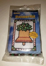 New The Beadery Holly Bell #5305 Beaded Banner Kit, Look of Stained Glass 10x15"