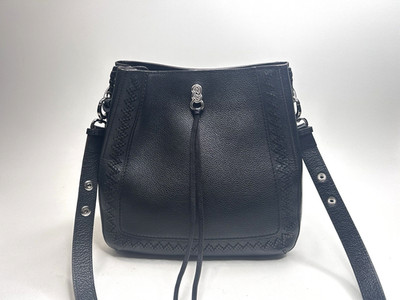 BRIGHTON Interlok Georgia Convertible Hobo BLACK $565 Pebbled Leather Celtic EUC