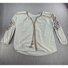 Max Studio Blouse Women XL Beige Embroidered ...