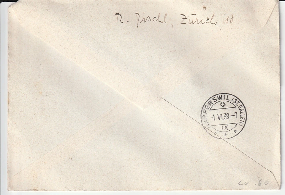 1939 REGISTERED AIR MAIL COVER LIECHTENSTEIN FRANZ JOSEF II - Image 2 of 2
