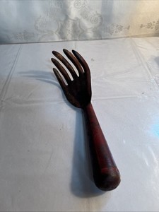 Vintage Red 5 Tine Claw Rake Hand Rake Garden Tool Rustic Patina