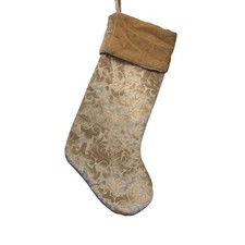 Christmas Stocking Blush Pink Velvet Iridescent Damask Scroll Holiday Decor