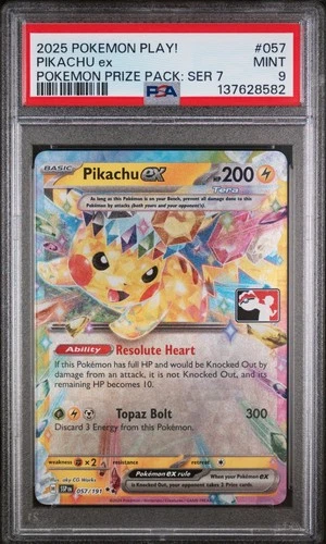 PSA 9 - Pikachu ex 057/191 Stamped Pokemon Play! Prize Pack Series 7 2025 Mint A