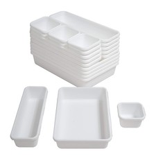 18PCS White Drawer Organizer Trays Set for Kitchen Bathroom Office Storage