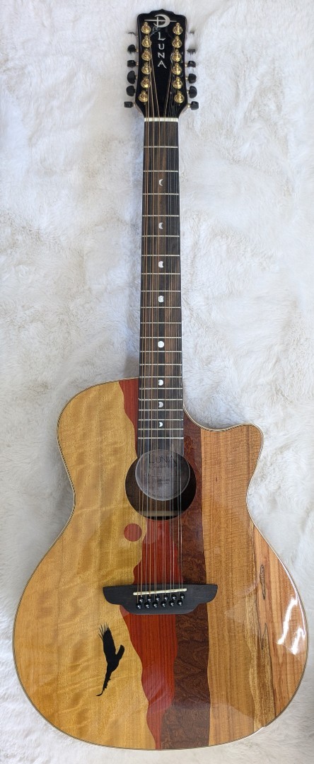 Luna Vista Eagle 12 String Tropical Wood Acoustic Electric Guitar wHard Case 101590₽