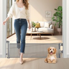 14" Tall Retractable Mesh Dog Gate for Doorways Stairs Hallways Puppy Pet Safety