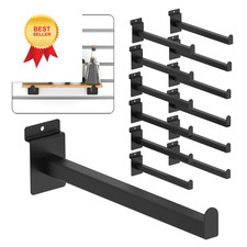 MQKIWAO 12 Inch Black Slatwall Shelf Bracket, 12 12 x 2 x 3.3 inches, 