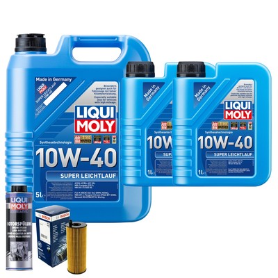 Motoröl 10W40 LIQUI MOLY Super Leichtlauf 7L+BOSCH Ölfilter +Spülung