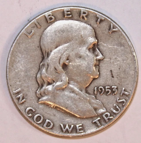 1953-S Franklin Half Dollar - 90% Silver - Circulated - Fine - #2863EB