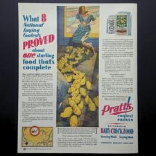 Pratts Baby Chick Food Buttermilk Feed Poultry 1929 Vtg Print Ad