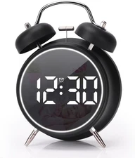 Digital Small Alarm Clock, 4.5 Inch Double Bell Electronic LED Alarm Clock, Plug