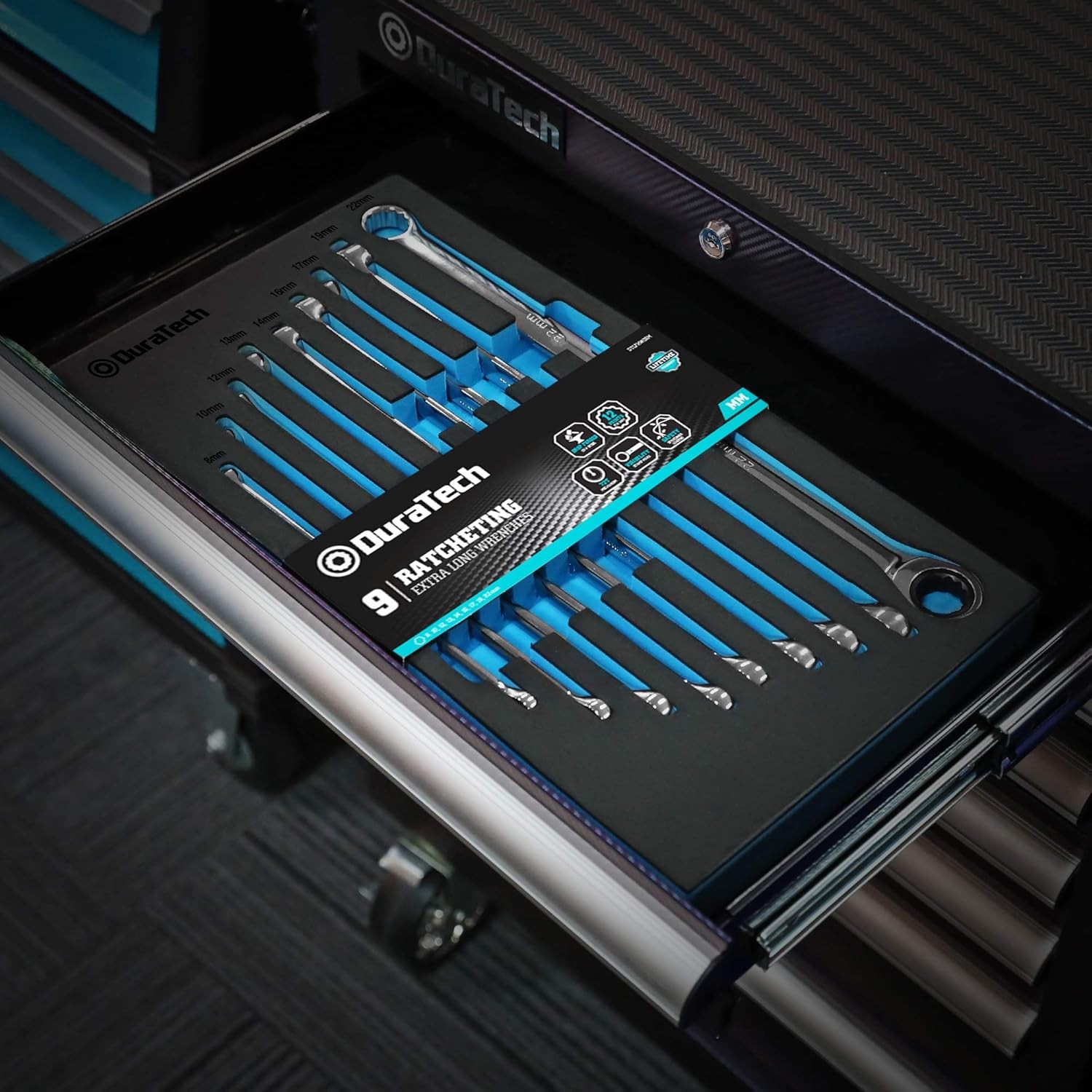 DURATECH Extra Long Ratcheting Wrench Set, Double Box End Wrench Set, Metric