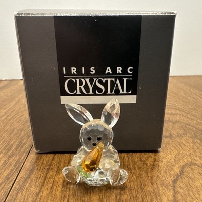 Iris Arc Crystal Bunny Rabbit With orange Carrot Figurine With Box Garden Gazebo