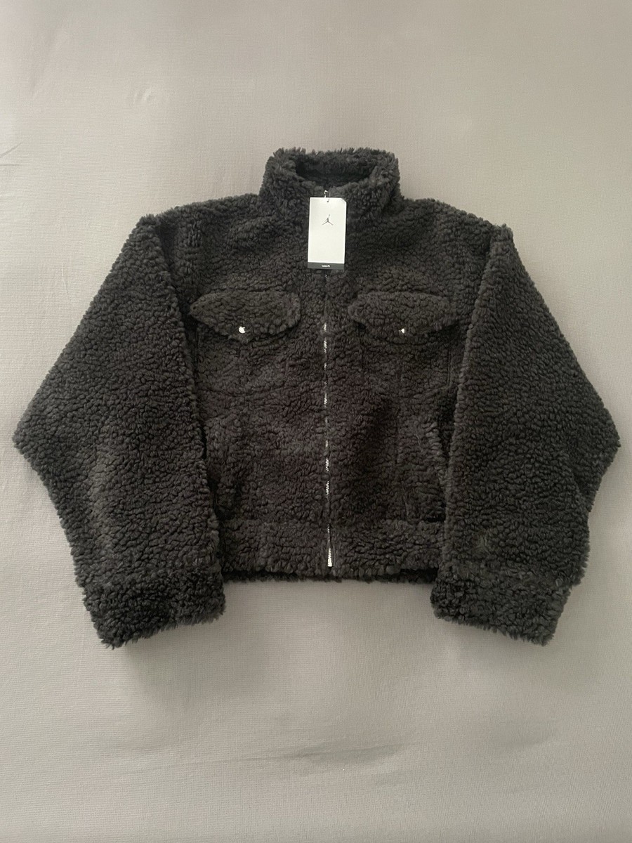 NWT Nike Air Jordan OS High Pile Cropped Sherpa Jacket FD7168-010