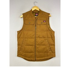 Workwear Gorpcore Wrangler Mens M Brown Quilted Canvas Full Zip Utility Vest