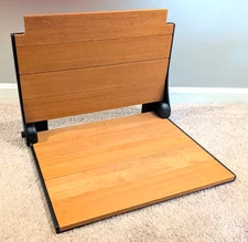 Carter/Seachrome Teak Wall-Mount Folding Shower Seat – High-Back, Black