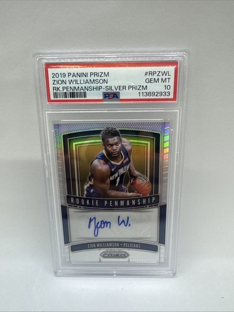 2019-20 Prizm Zion Williamson Rookie Penmanship Prizm Silver Auto #RP-ZWL PSA 10