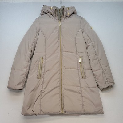 Michael Michael Kors Puffer Coat Women S Taupe Down Fill Hooded Parka Jacket