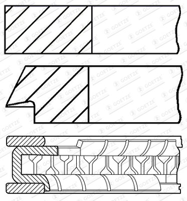 GOETZE ENGINE 08-446500-00 Piston Ring Kit for CHANGAN,CHANGFENG,MITSUBISHI,SOUE - Bild 2 von 3