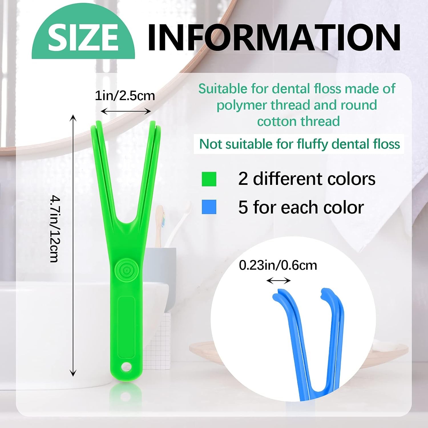 Chengu 10 Pieces Dental Floss Holder Reusable Flosser Blue, Green 