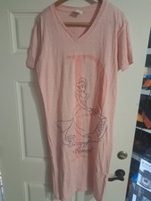 Disney Snow White Princess Full-length Sleep Shirt Pink Womens Small Made In USA