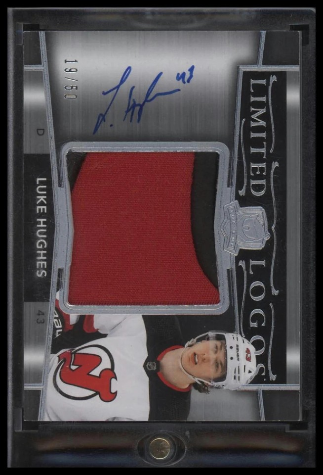 2024-25 Upper Deck The Cup Limited Logos Luke Hughes #/50 AU #LL-LH