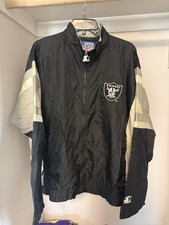 Vintage 90's Oakland Raiders Starter Jacket Men L Hooded Spell Out