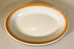 Vintage Buffalo China Oval Platter – Orange Rim – 11.5” Restaurant Ware USA