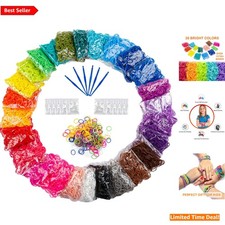 Colorful Bracelet Making Kit: 12730 Rubber Bands, 500 Clips 6 Hooks for Kids
