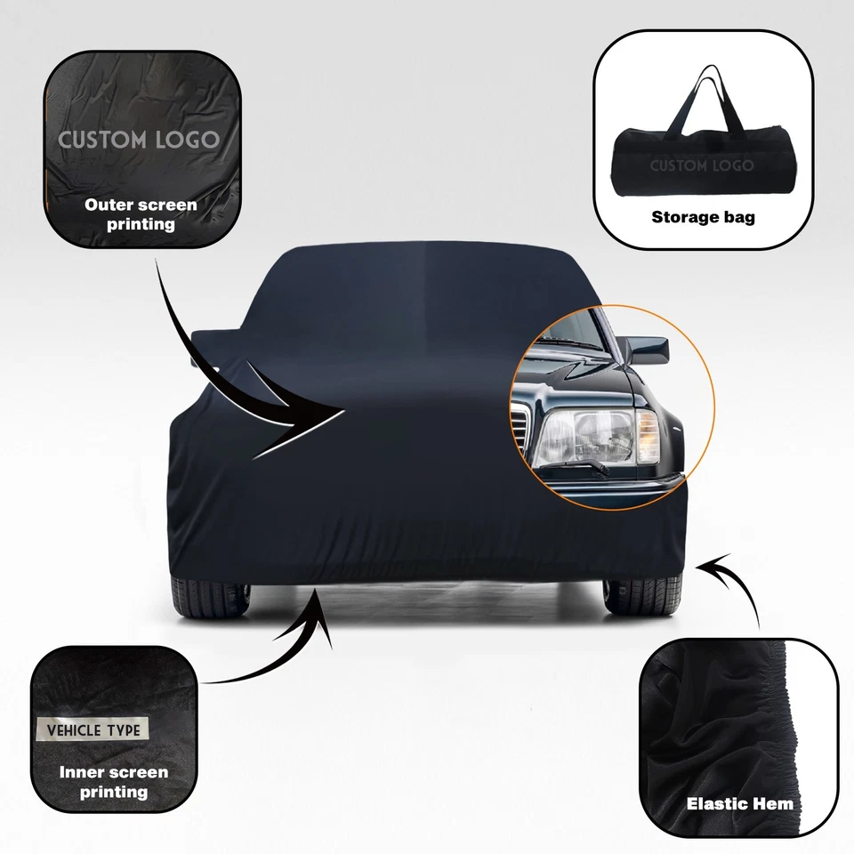 Cubierta de coche interior Premium a medida Mercedes Benz Sedán W124 - Logo personalizado Foto 2 de 4