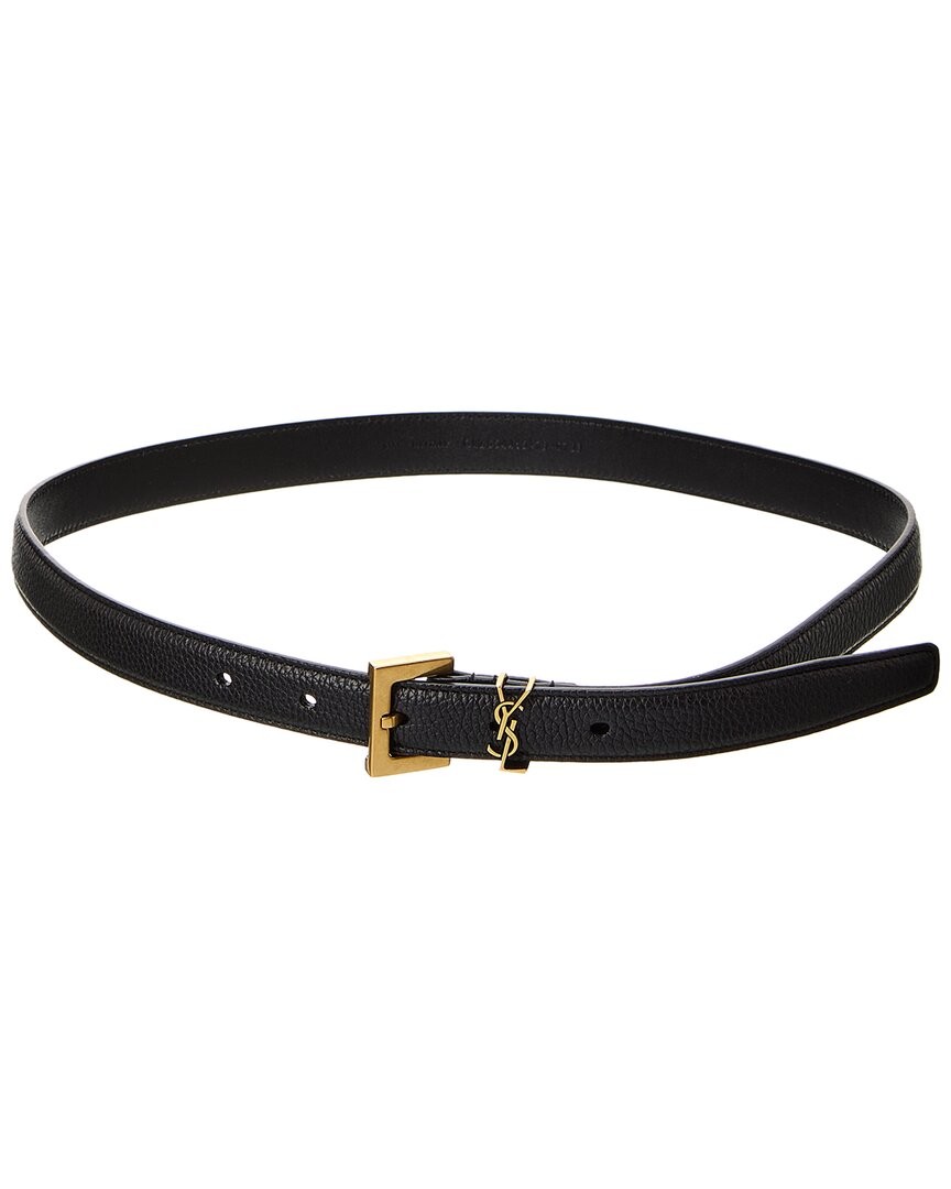 Saint Laurent Cassandre Thin Leather Belt Womens Black 85 78090₽