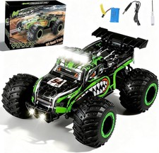 Remote Control Monster Truck for Kids: Off-Road RC Car with Headlights  Body Li